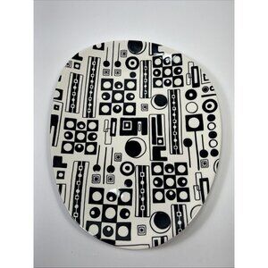 Pier 1 Traffix MCM Dinner Plate Hand Painted Earthenware Black/White Oval